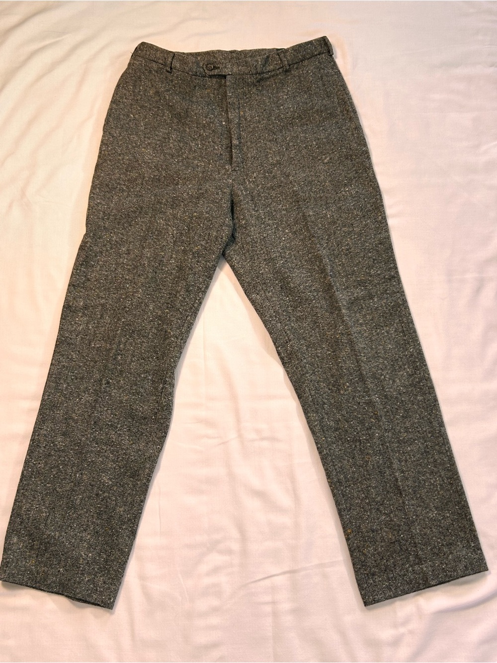 Vintage JCrew Wool Cashmere Donegal Brown Tweed Fleck Trouser 36R Measures 33x32